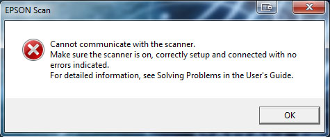 This EPSON Scan Error Message Occurred.